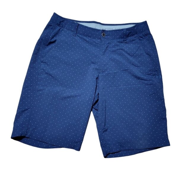 Under Armour Men's HeatGear Loose Golf Shorts 34 Navy Polka Dot - Picture 1 of 7